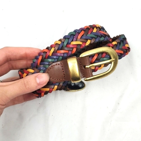 Vintage‎ Capezio Rainbow Leather Braided Belt - Picture 1 of 4